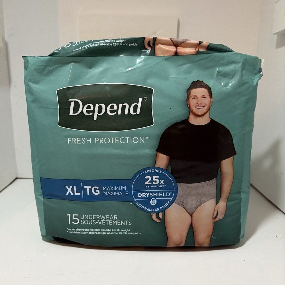 Depend Maximum Absorbency Underwear XL Gray Disposable 15 Pack